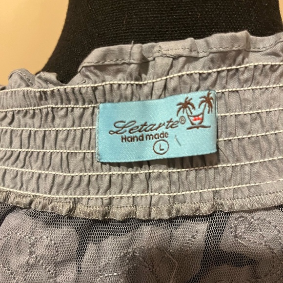 Letarte Dark Grey Mesh Hand Sewn Applique Swim Dress Cover Up, size L - Picture 5 of 5